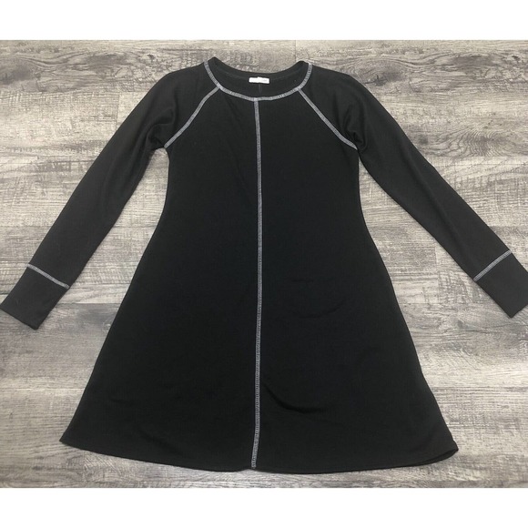 Wet Seal Dresses & Skirts - Wet Seal Body Con Dress Black White Sz M~Long Sleeve~Chest 32/34” ~ Flare~ A8